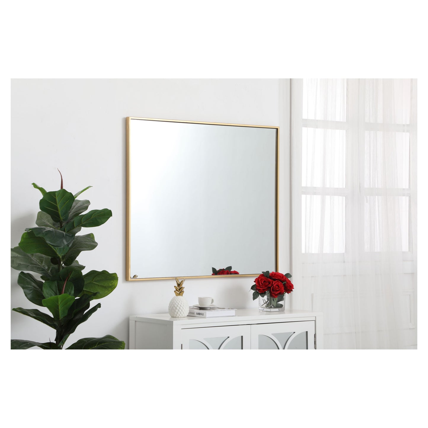 MR43036BR Monet 30" x 36" Metal Framed Rectangular Mirror in Brass