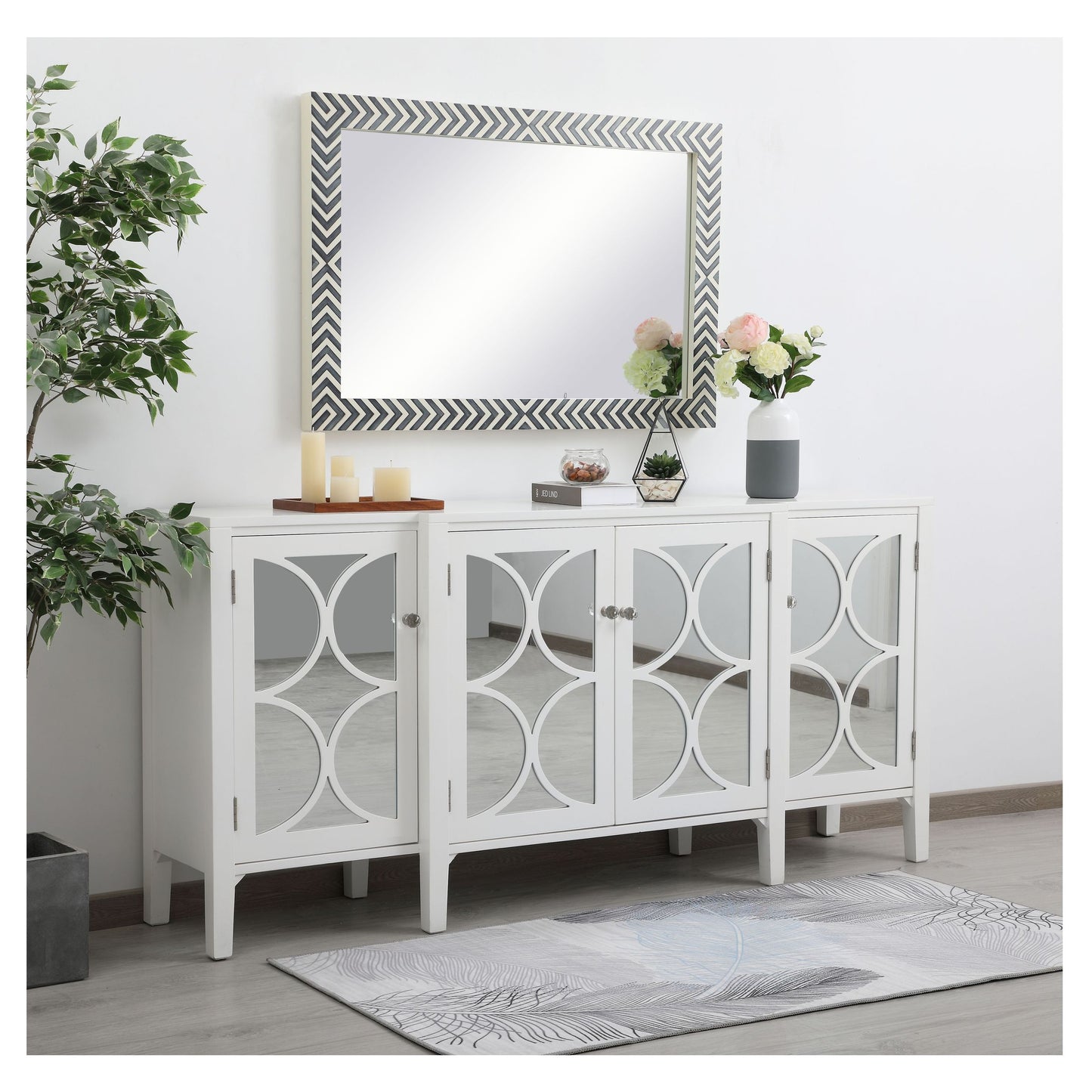 MR52842 Oullette 28" x 42" Rectangular Mirror in Chevron Frame