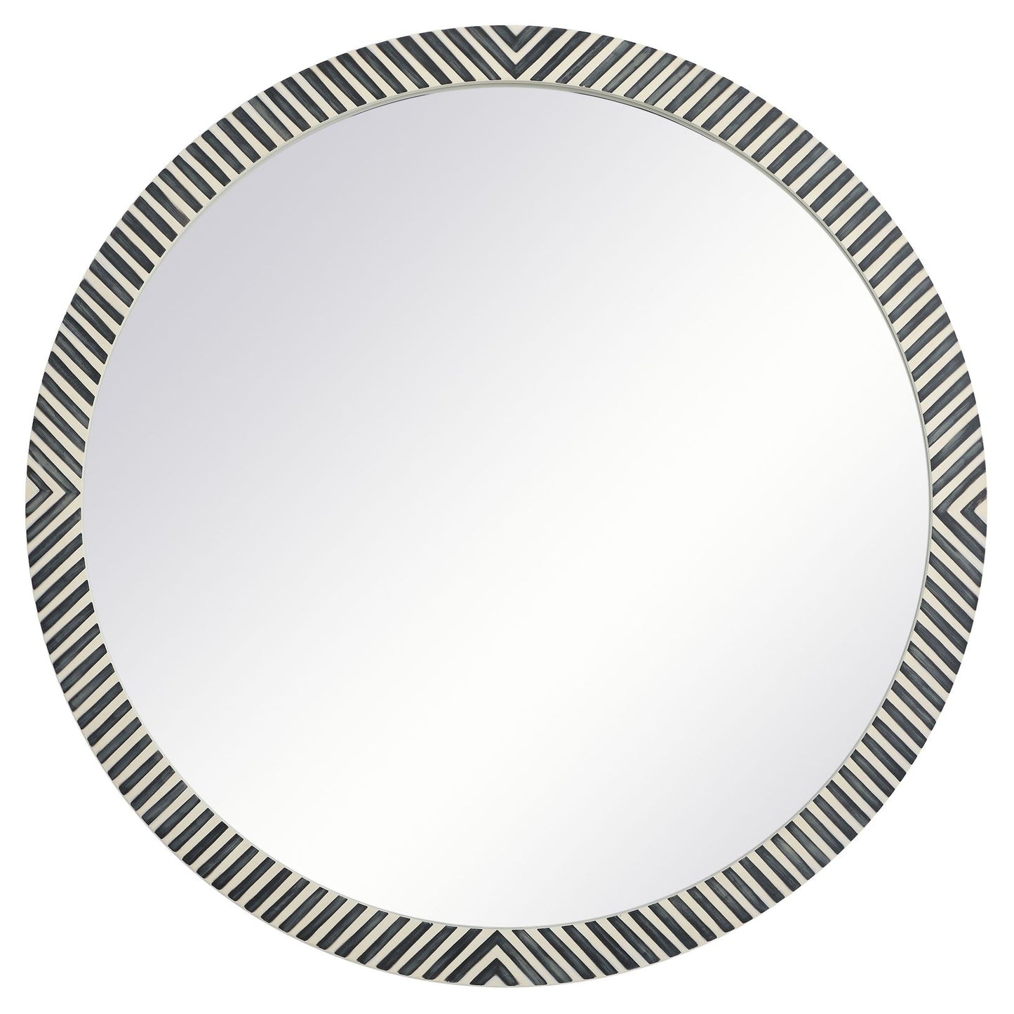 MR54848 Oullette 48" x 48" Round Mirror in Chevron Frame