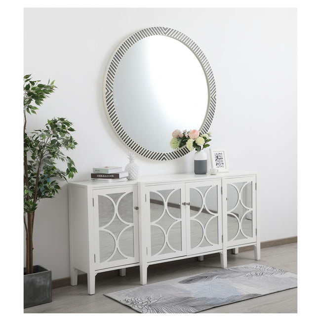 MR54848 Oullette 48" x 48" Round Mirror in Chevron Frame