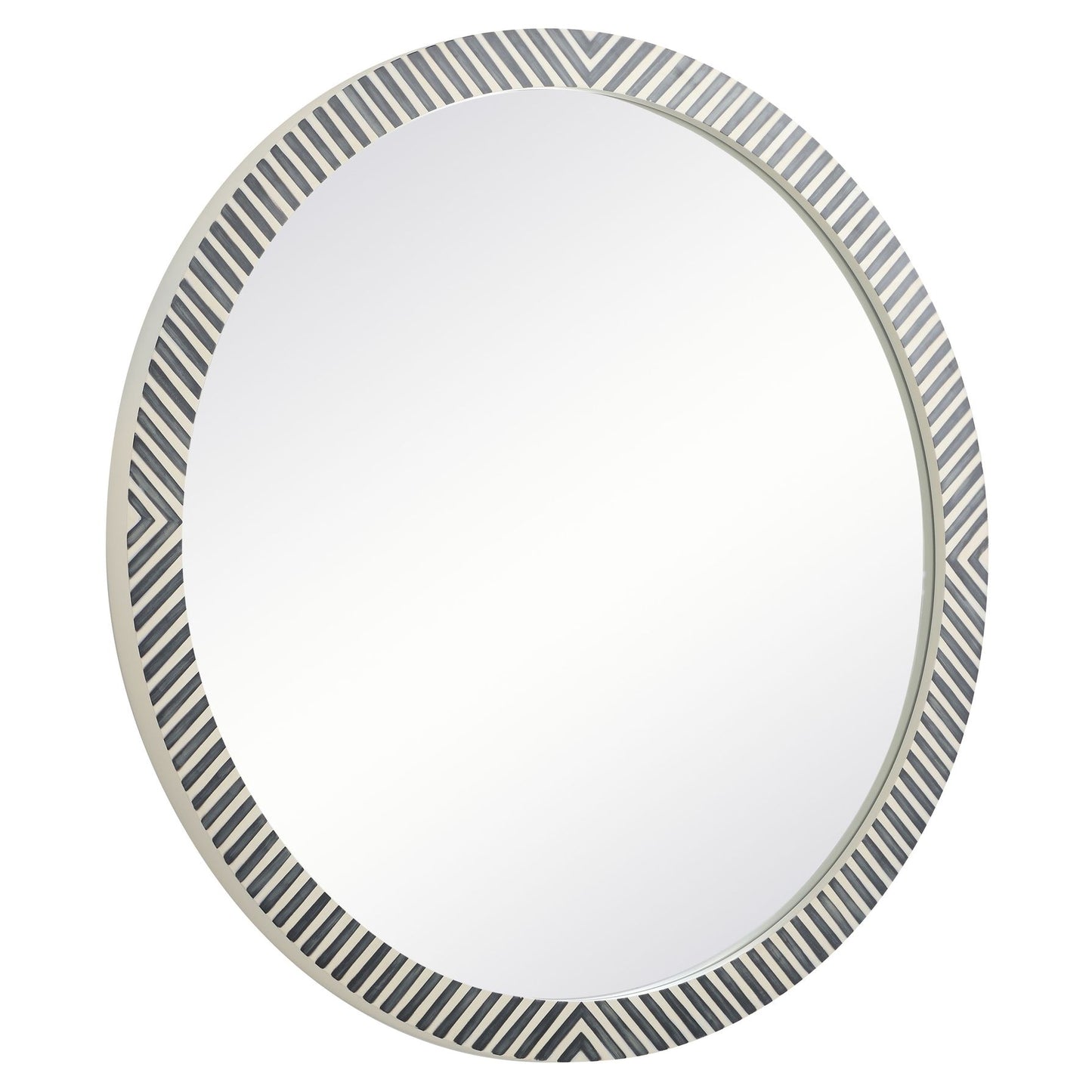 MR54848 Oullette 48" x 48" Round Mirror in Chevron Frame