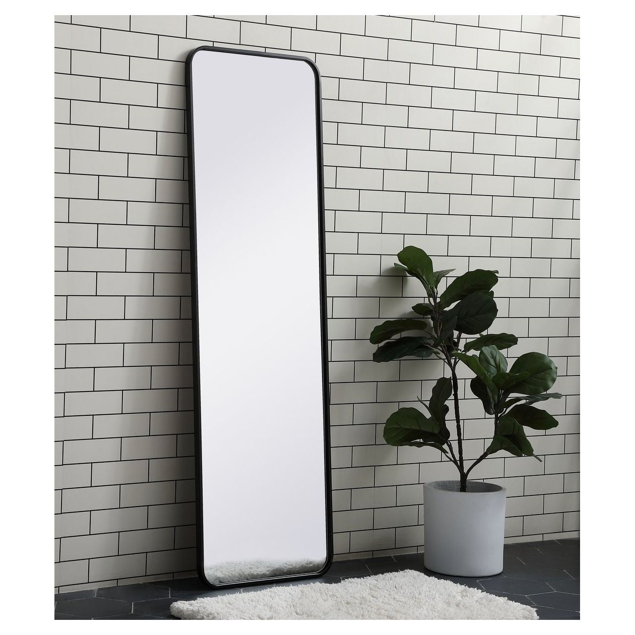 MR801860BK Evermore 18" x 60" Metal Framed Rectangular Mirror in Black