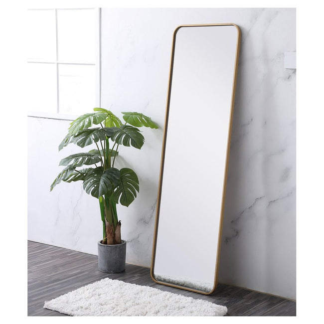 MR801860BR Evermore 18" x 60" Metal Framed Rectangular Mirror in Brass
