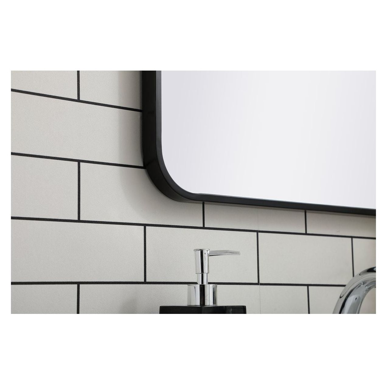 MR802236BK Evermore 22" x 36" Metal Framed Rectangular Mirror in Black