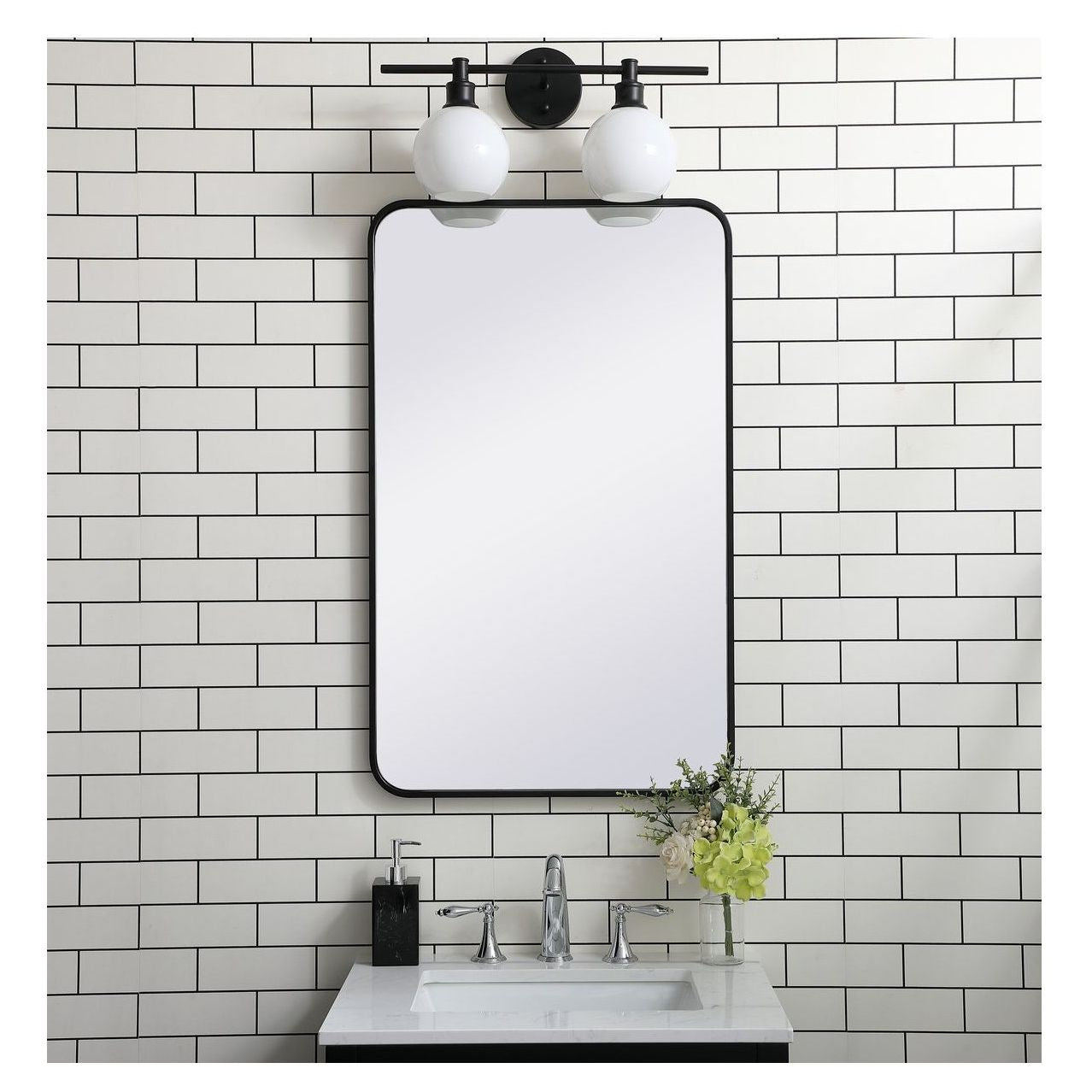 MR802236BK Evermore 22" x 36" Metal Framed Rectangular Mirror in Black
