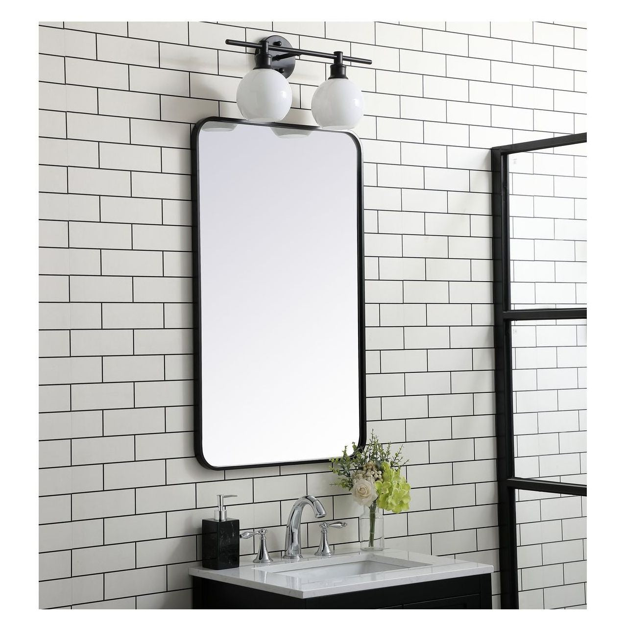 MR802236BK Evermore 22" x 36" Metal Framed Rectangular Mirror in Black