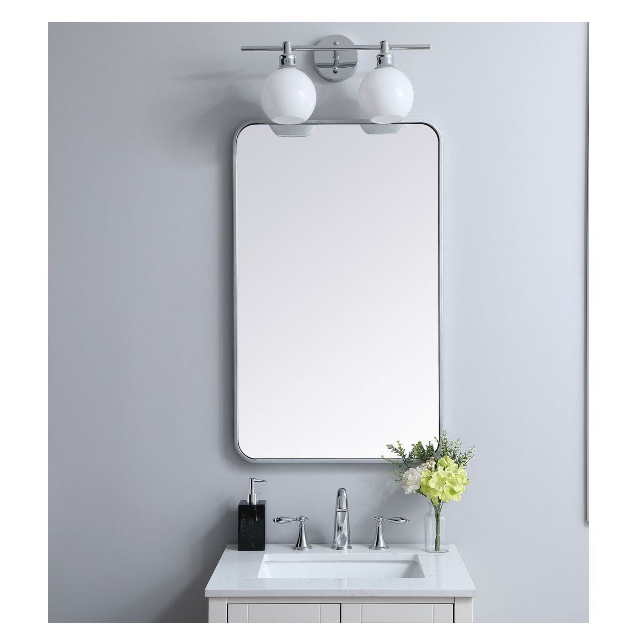 MR802236S Evermore 22" x 36" Metal Framed Rectangular Mirror in Silver