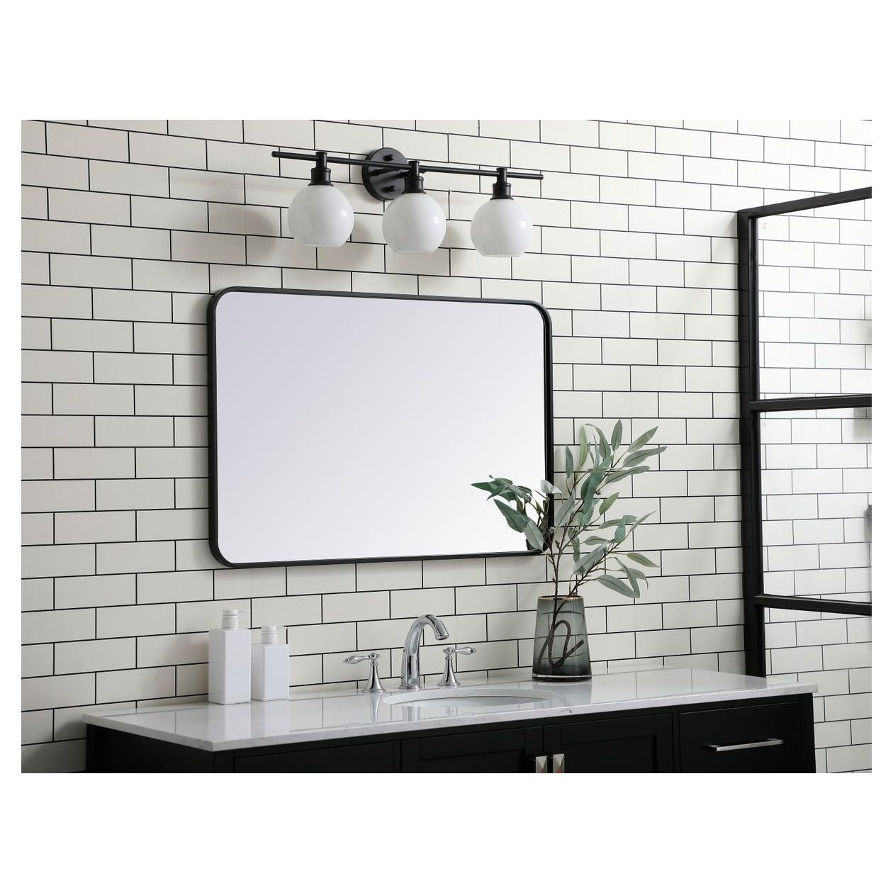 MR802436BK Evermore 24" x 36" Metal Framed Rectangular Mirror in Black