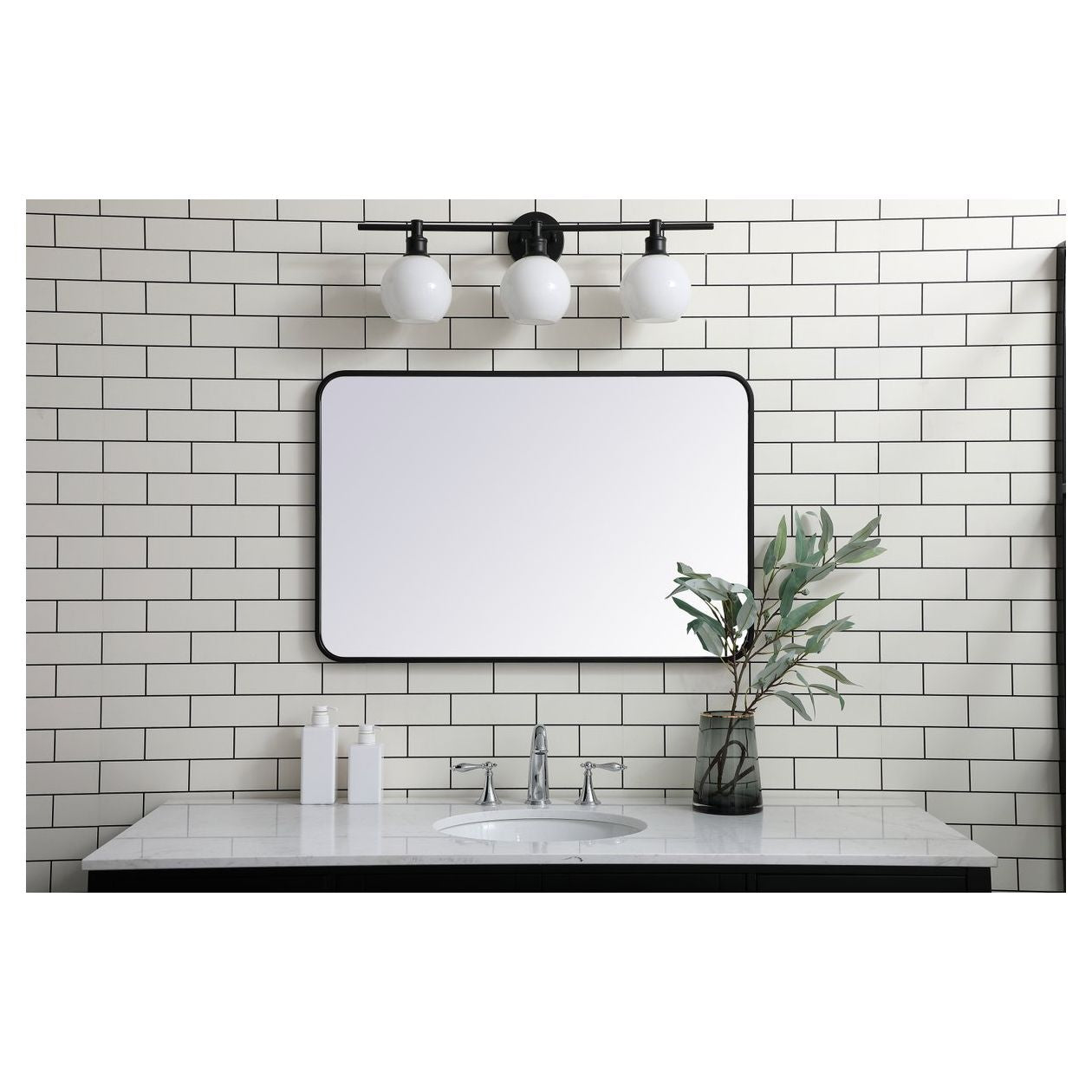 MR802436BK Evermore 24" x 36" Metal Framed Rectangular Mirror in Black