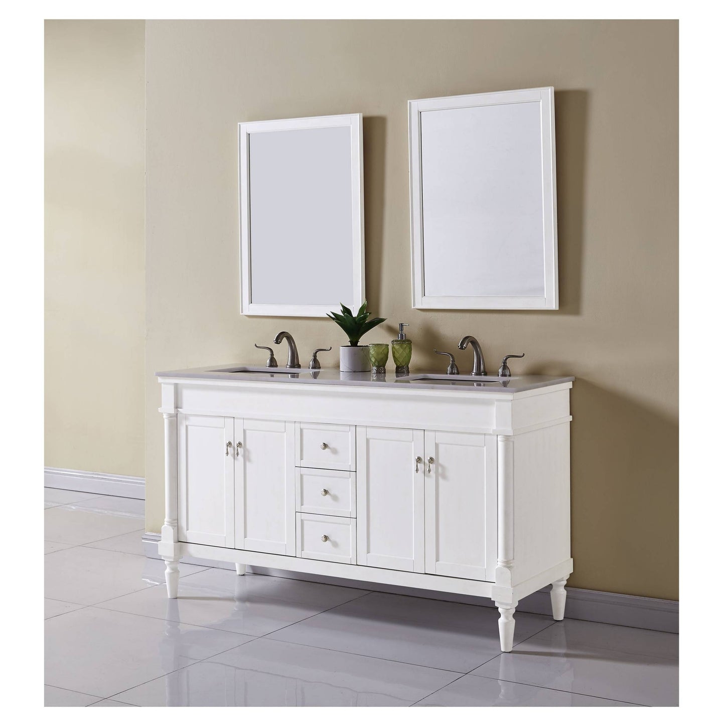 VF13060DAW 60" Single Bathroom Vanity Set in Antique White