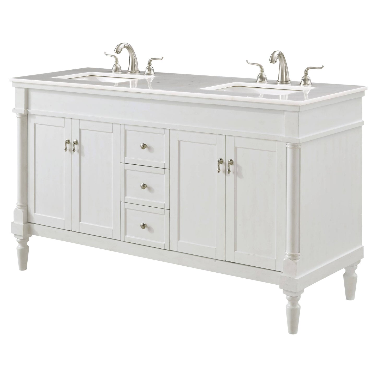 VF13060DAW 60" Single Bathroom Vanity Set in Antique White