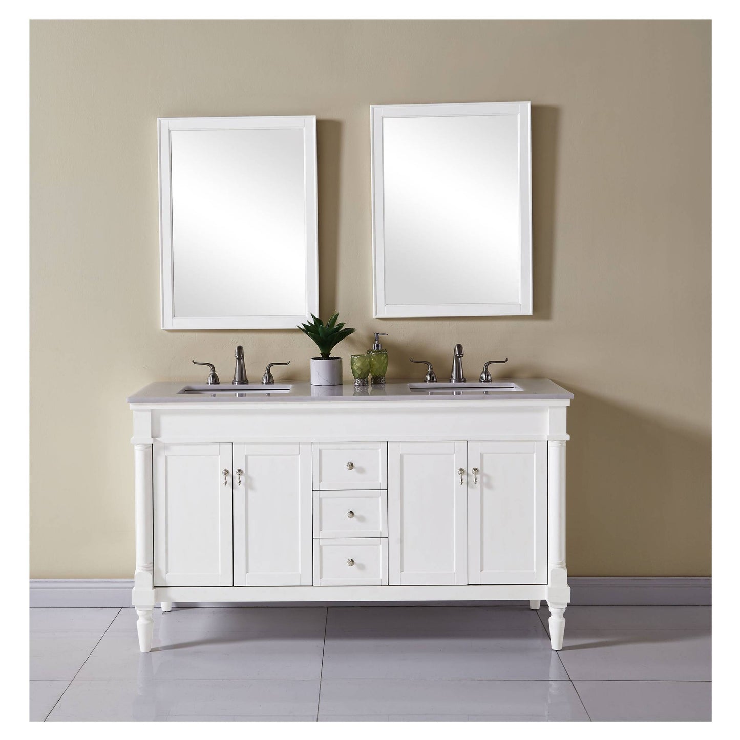 VF13060DAW 60" Single Bathroom Vanity Set in Antique White