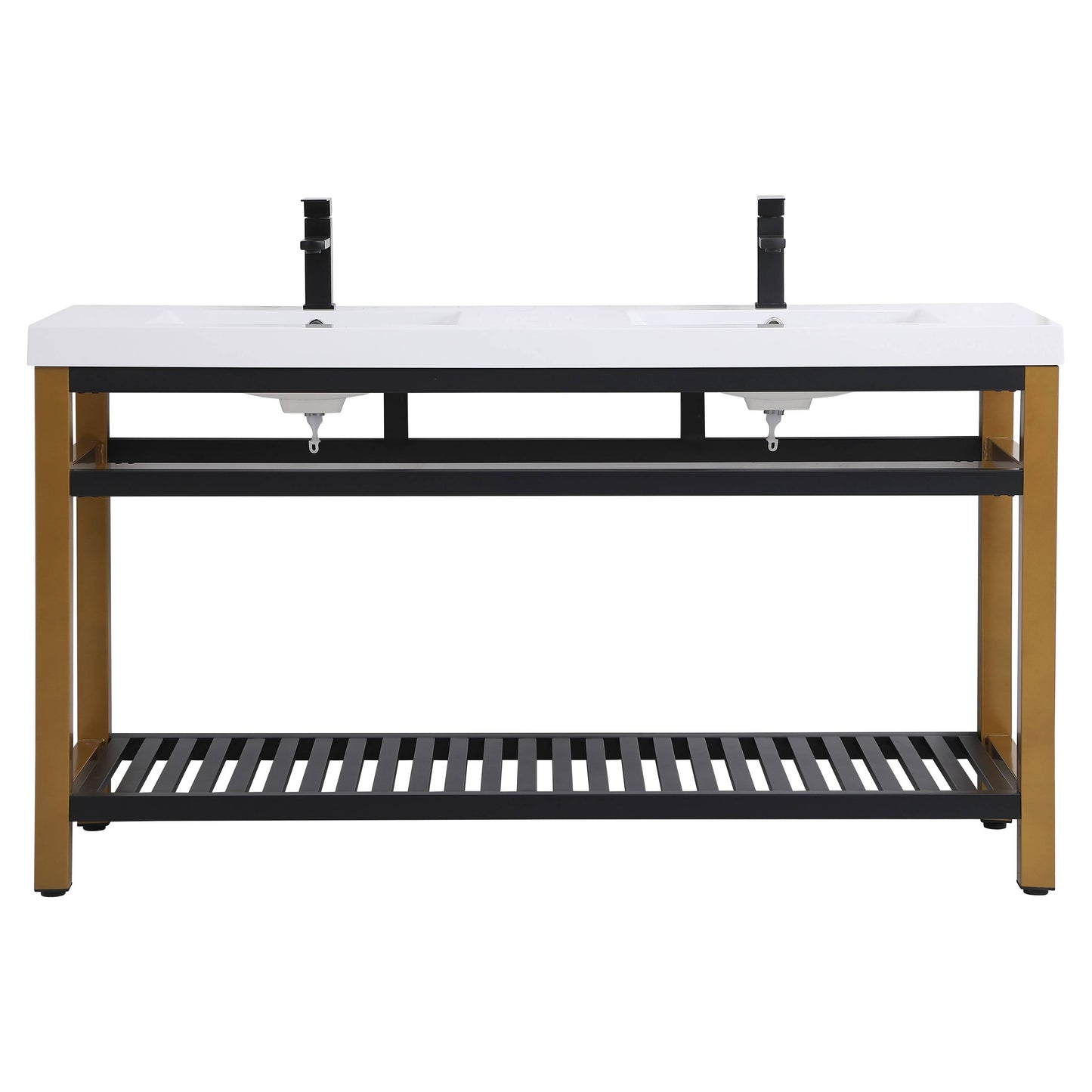 VF14060DGB 60" Double Bathroom Metal Vanity in Golden Black