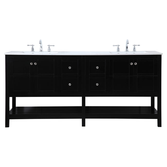 VF16472DBK 72" Double Bathroom Vanity in Black