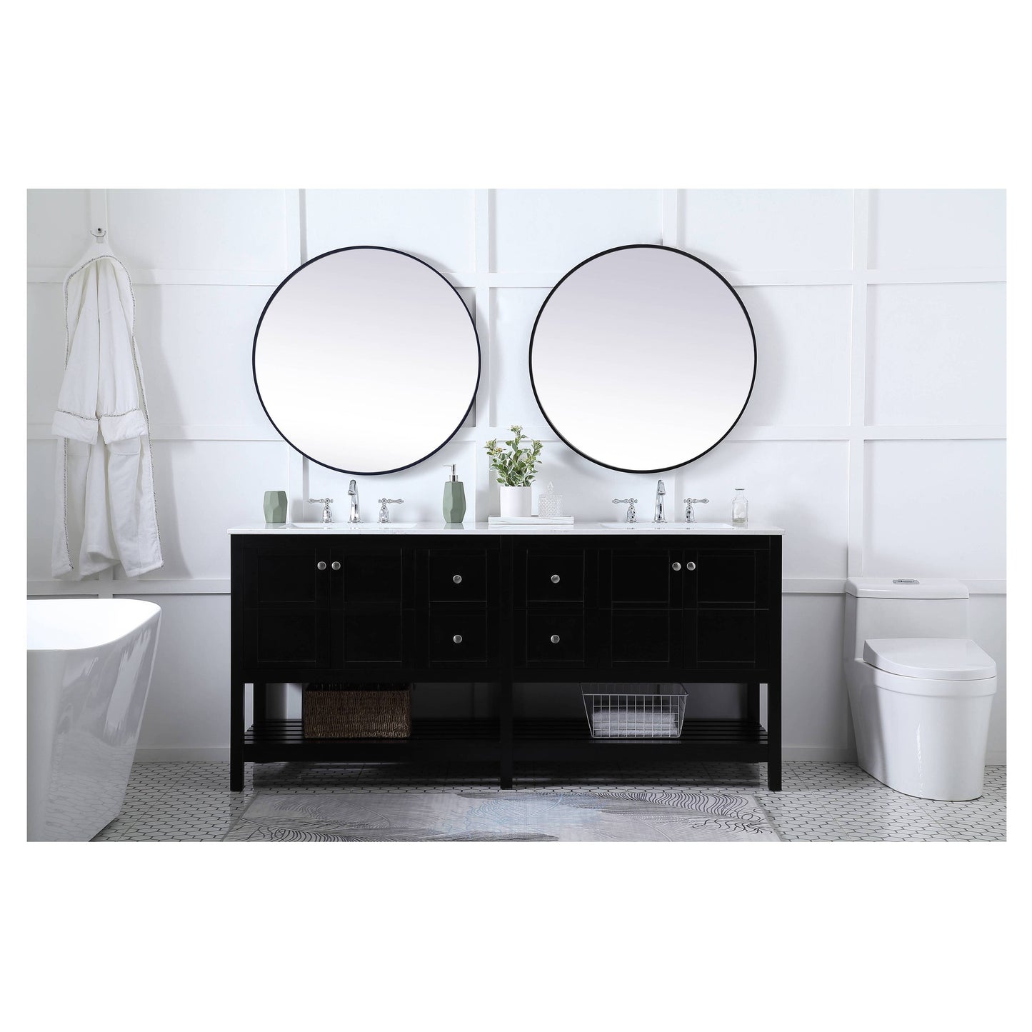VF16472DBK 72" Double Bathroom Vanity in Black