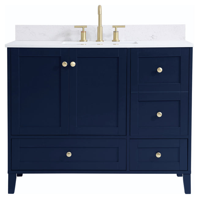 VF18042BL-BS 42" Single Bathroom Vanity in Blue With Backsplash
