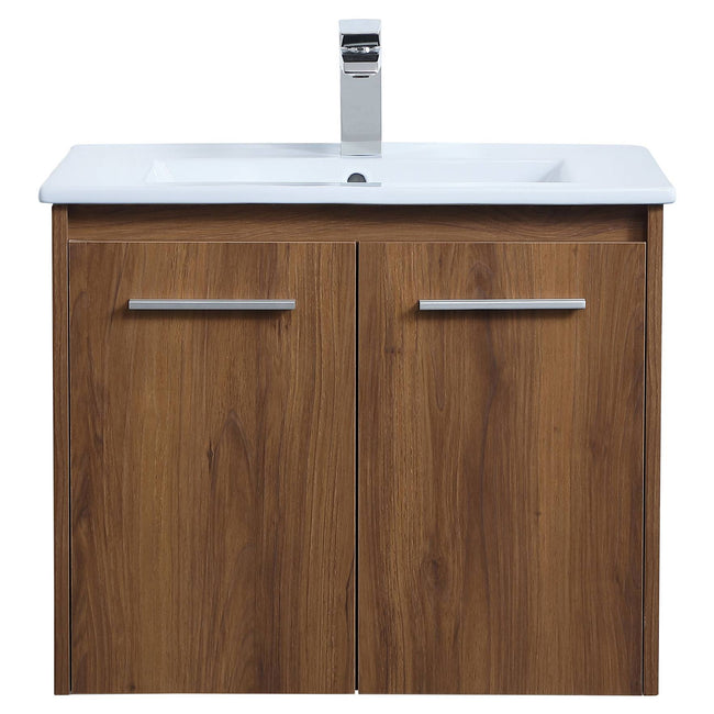 VF44024WB 24" Single Bathroom Floating Vanity in Walnut Brown