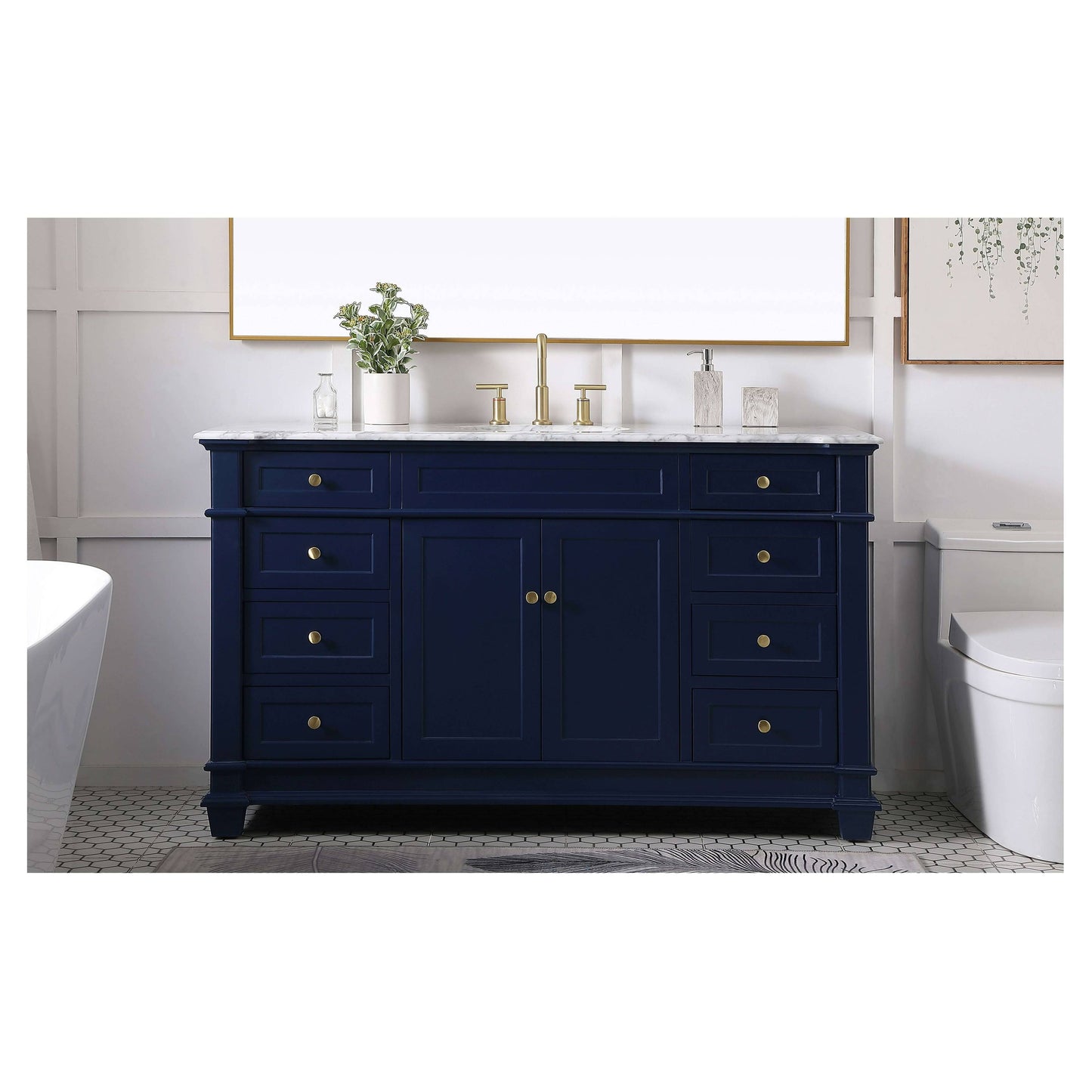 VF50060BL 60" Single Bathroom Vanity Set in Blue