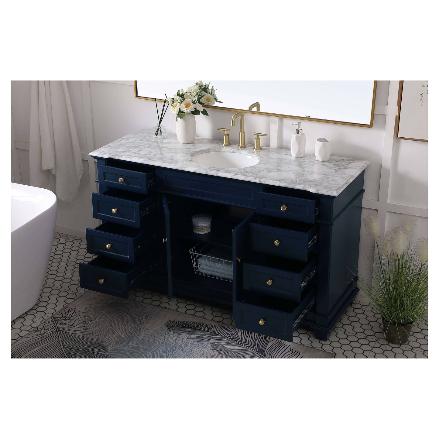 VF50060BL 60" Single Bathroom Vanity Set in Blue
