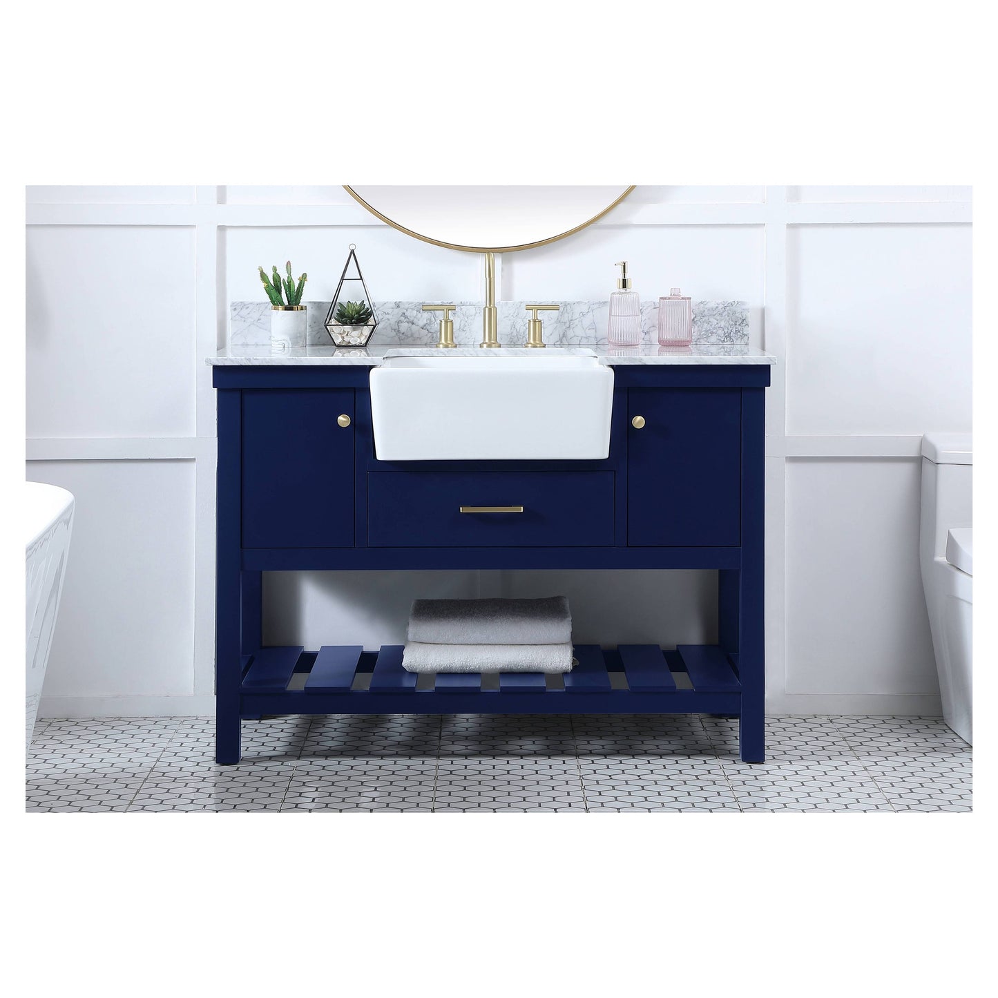 VF60148BL-BS 48" Single Bathroom Vanity in Blue With Backsplash