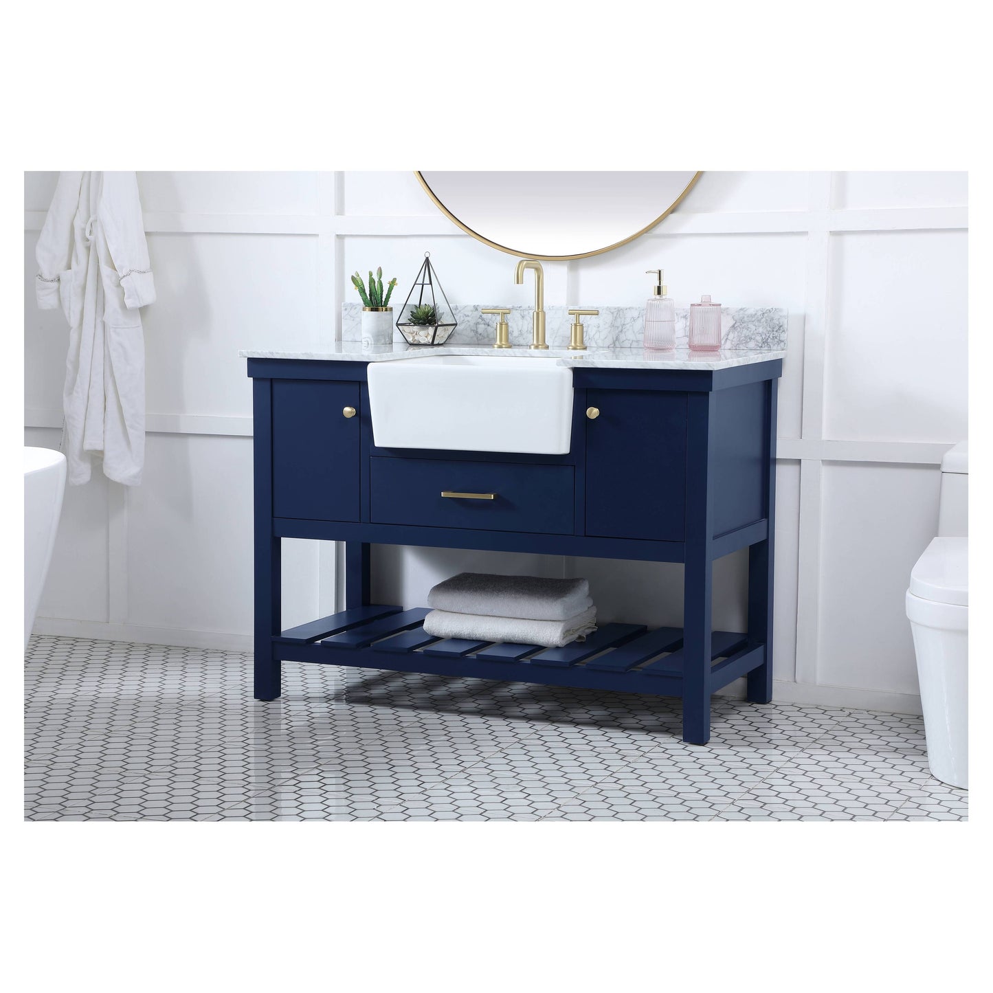 VF60148BL-BS 48" Single Bathroom Vanity in Blue With Backsplash