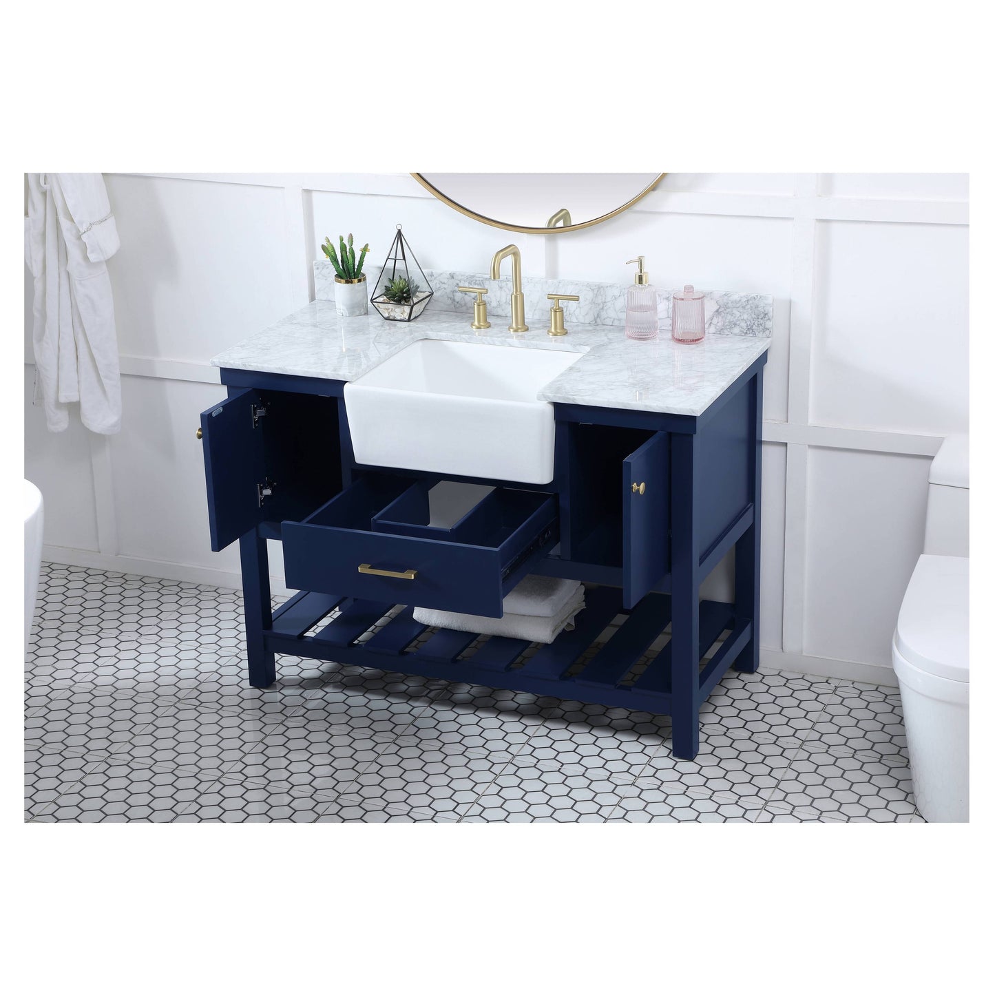 VF60148BL-BS 48" Single Bathroom Vanity in Blue With Backsplash