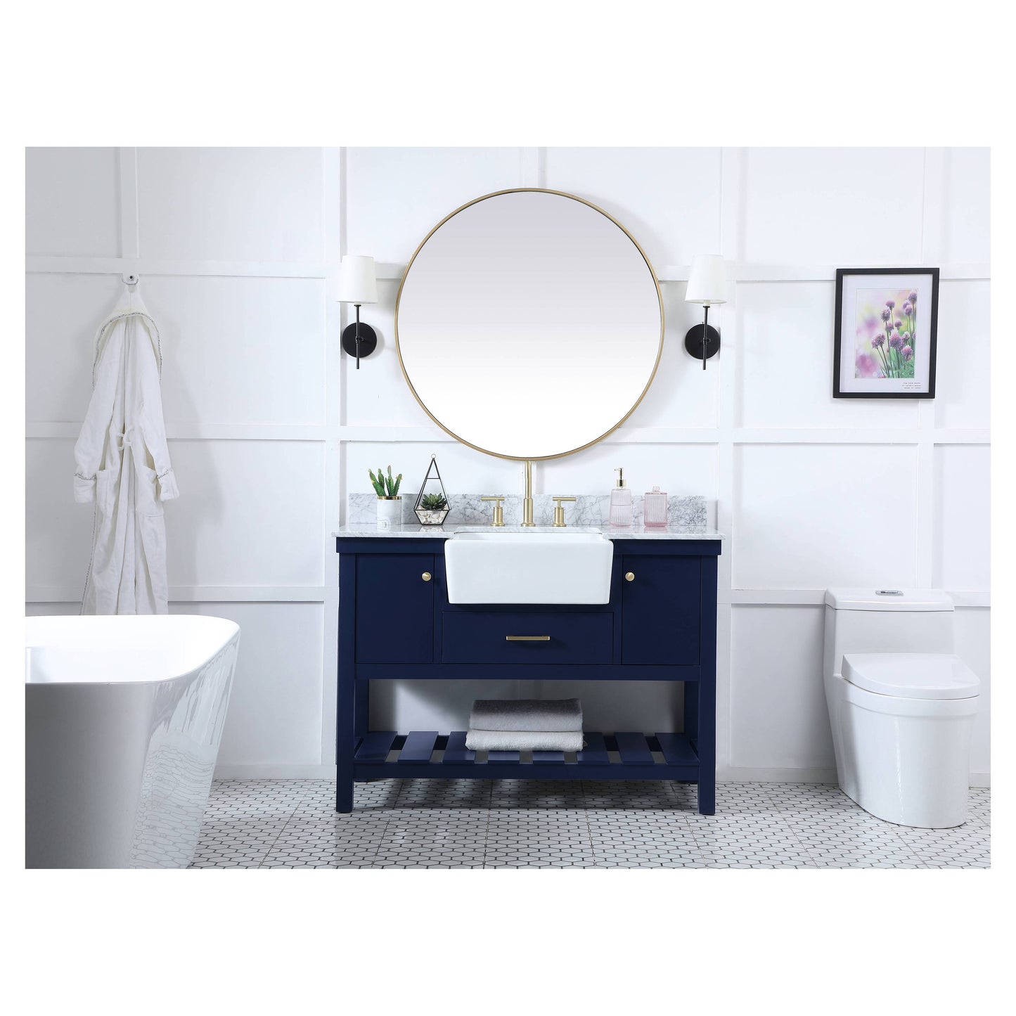 VF60148BL-BS 48" Single Bathroom Vanity in Blue With Backsplash