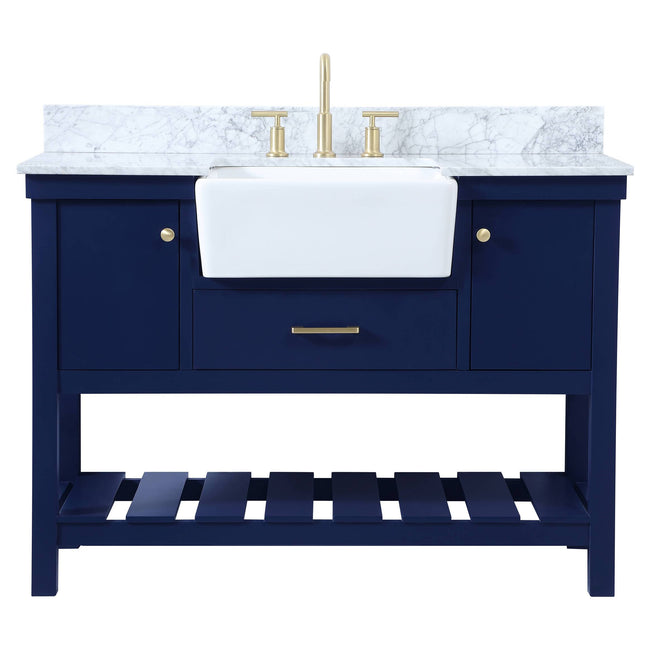 VF60148BL-BS 48" Single Bathroom Vanity in Blue With Backsplash