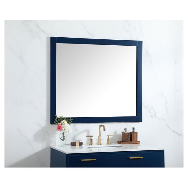 VM24236BL Aqua 42" x 36" Framed Rectangular Mirror in Blue