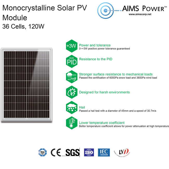 PV120MONO - 120 Watt Solar Panel Monocrystalline