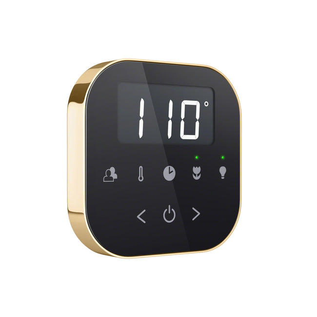 AirTempo Steam Shower Control in Black with Polished Brass
