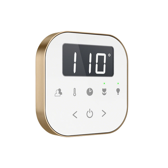 AirTempo Steam Shower Control in White with Brushed Bronze
