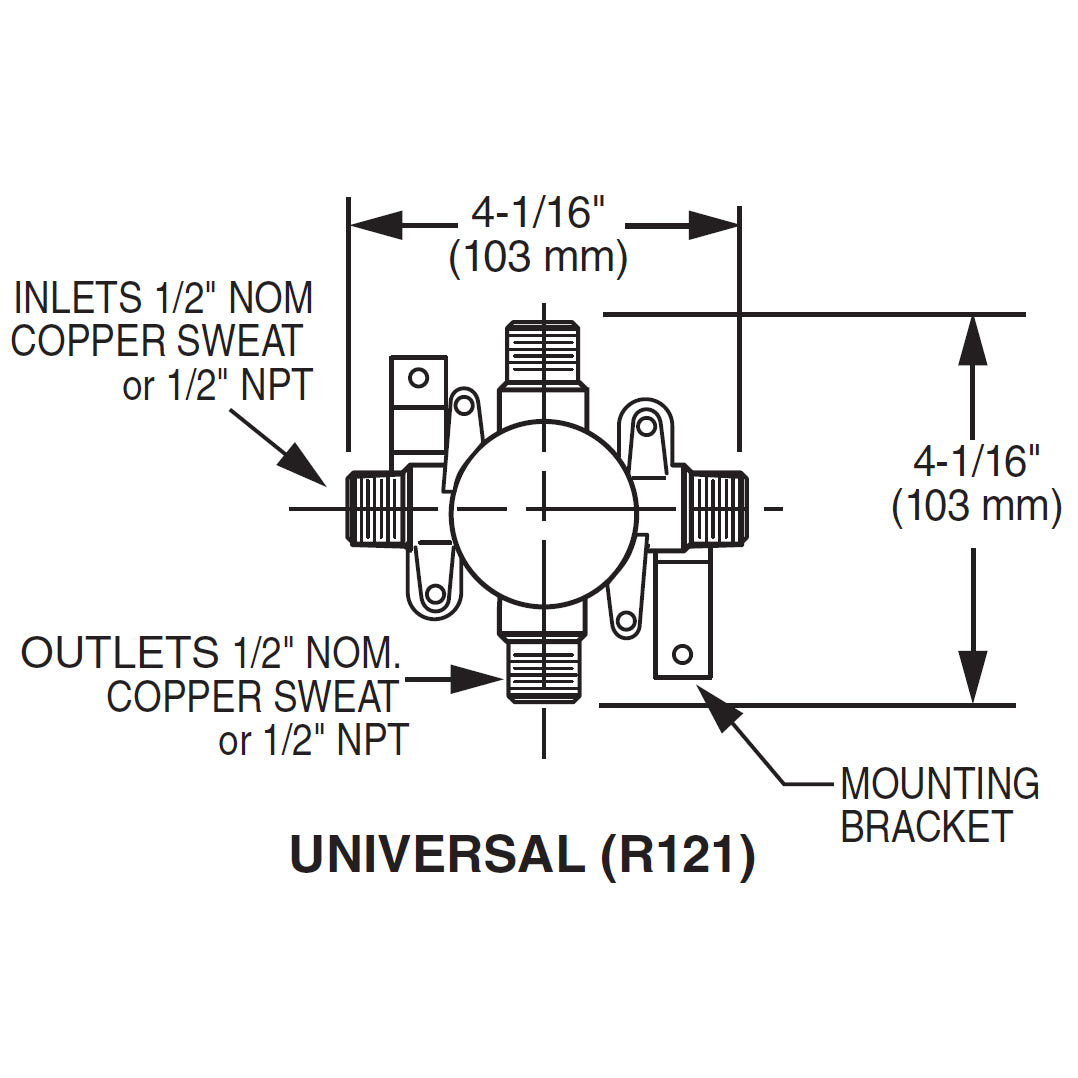 R121 - Pressure Balance Rough Valve Body - Universal Inlets / Outlets ...