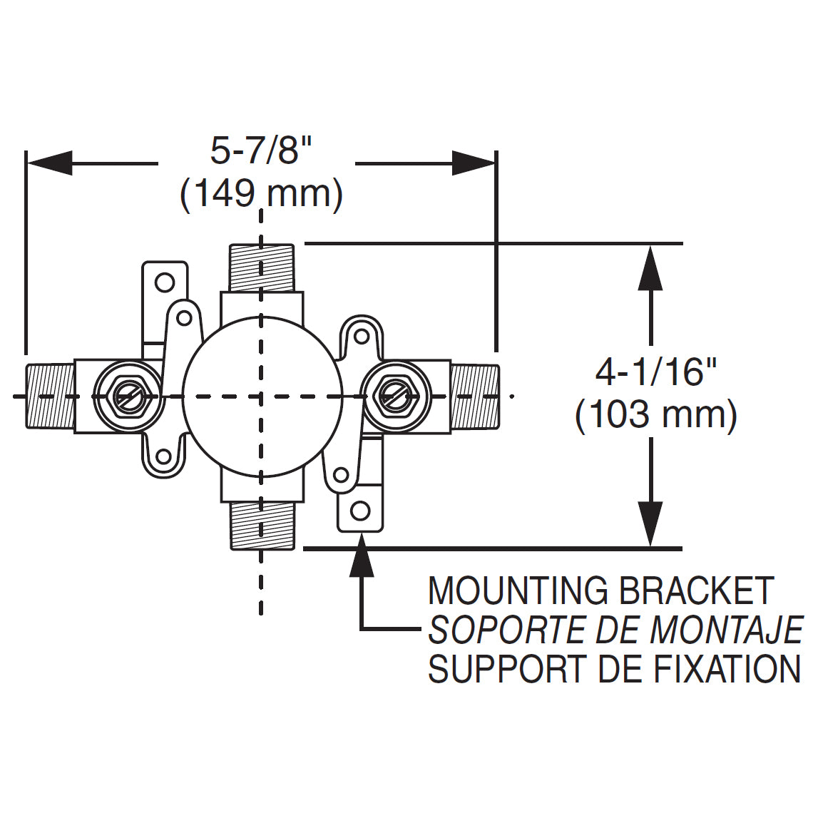 R121SS - 1/2" Pressure Balance Rough-In Valve - Universal Inlets / Outlets - Screwdriver Stops