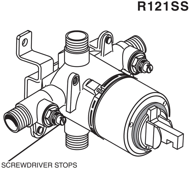 R121SS - 1/2" Pressure Balance Rough-In Valve - Universal Inlets / Outlets - Screwdriver Stops