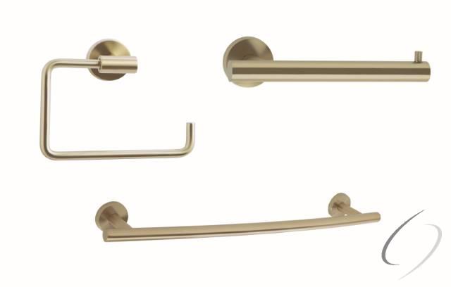 ARRONDIBBZ1 Bathroom Kit with BH26540BBZ Tissue Roll Holder BH26541BBZ Towel Ring BH26543BBZ Towel Bar Golden Champagne Finish