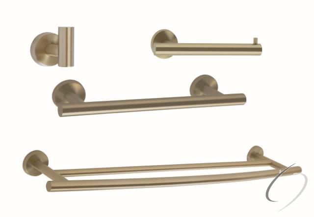 ARRONDIBBZ10 Bathroom Kit with BH26540BBZ Tissue Roll Holder BH26546BBZ Towel Bar BH26545BBZ Double Towel BH26542BBZ Robe Hook Golden Champagne Finish