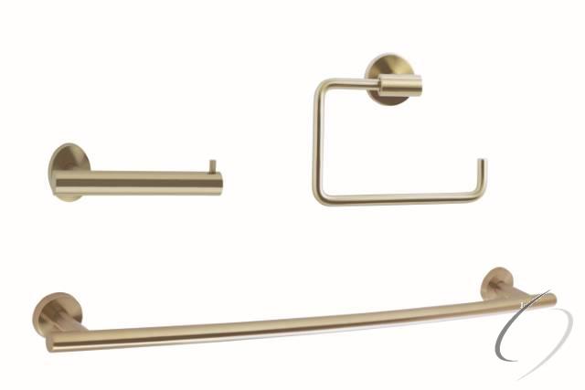 ARRONDIBBZ3 Bathroom Kit with BH26540BBZ Tissue Roll Holder BH26541BBZ Towel Ring BH26544BBZ Towel Bar Golden Champagne Finish