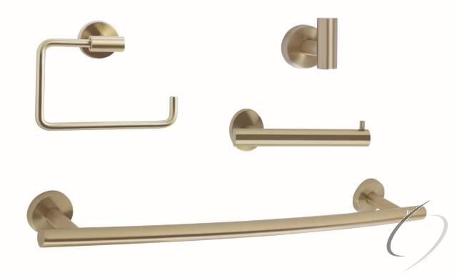 ARRONDIBBZ5 Bathroom Kit with BH26540BBZ Tissue Roll Holder BH26541BBZ Towel Ring BH26543BBZ Towel Bar BH26542BBZ Robe Hook Golden Champagne Finish