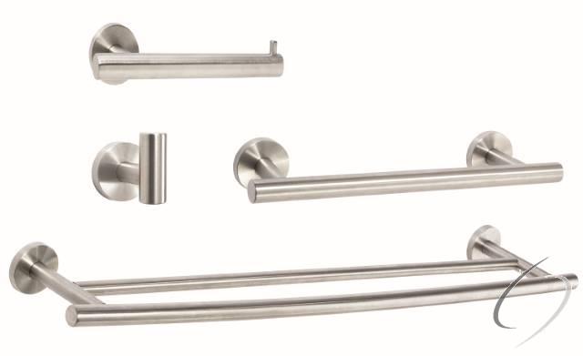 ARRONDISS10 Bathroom Kit with BH26540SS Tissue Roll Holder BH26546SS Towel Bar BH26545SS Double Towel BH26542SS Robe Hook Stainless Steel Finish