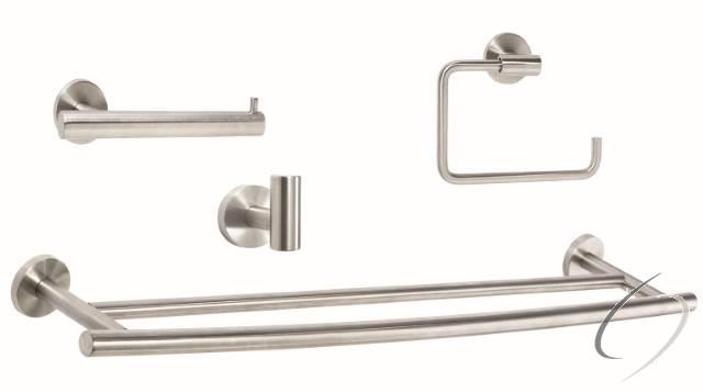 ARRONDISS9 Bathroom Kit with BH26540SS Tissue Roll Holder BH26541SS Towel Ring BH26545SS Double Towel BH26542SS Robe Hook Stainless Steel Finish