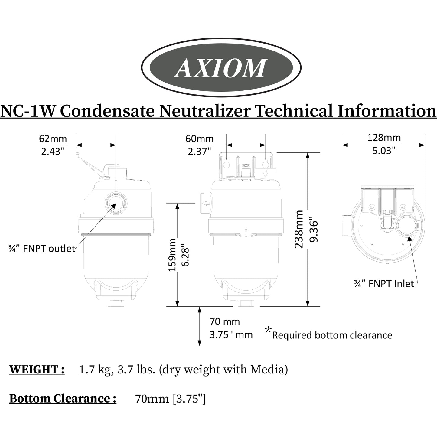 NC-1W -Neutrapal Wall Hung Condensate Neutralizer - 1.6 GPH