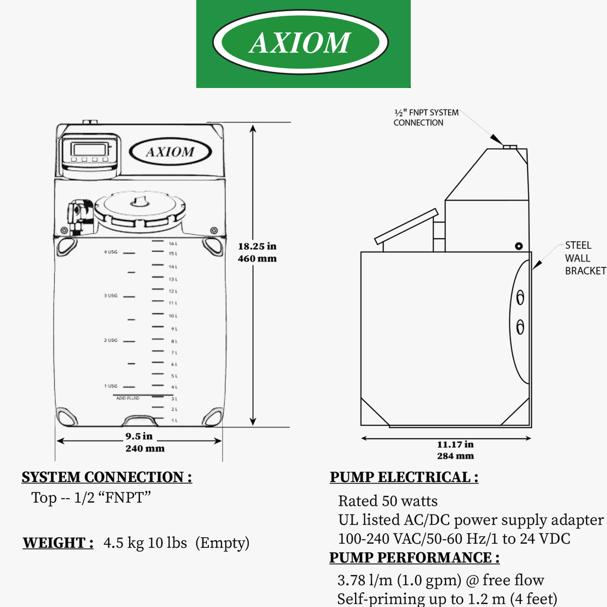 Axiom DMF150 - Pressure Pal Digital Mini System Feeder - 4.6 Gallon