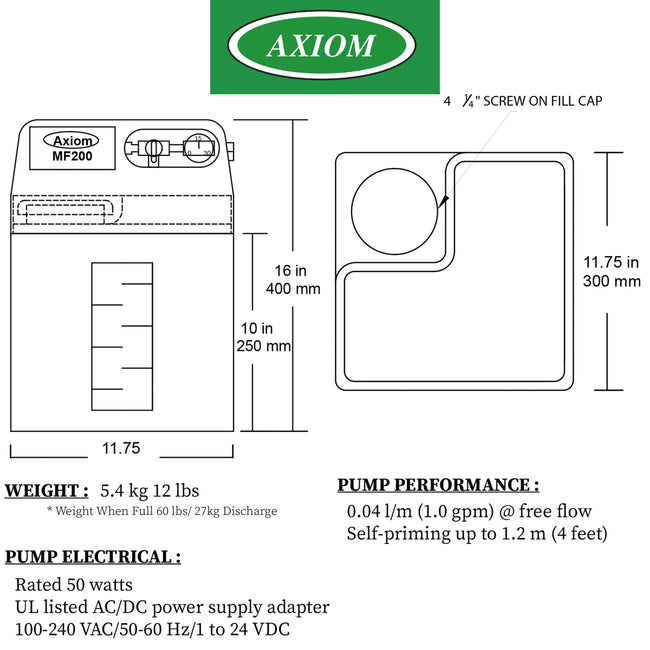 Axiom MF200 - Pressure Pal Mini System Feeder - 6USG,10-25psi