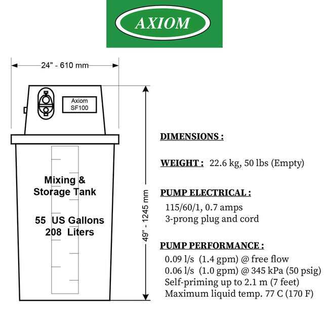 Axiom SF100 Hydronic System Feeder - 55 Gallon