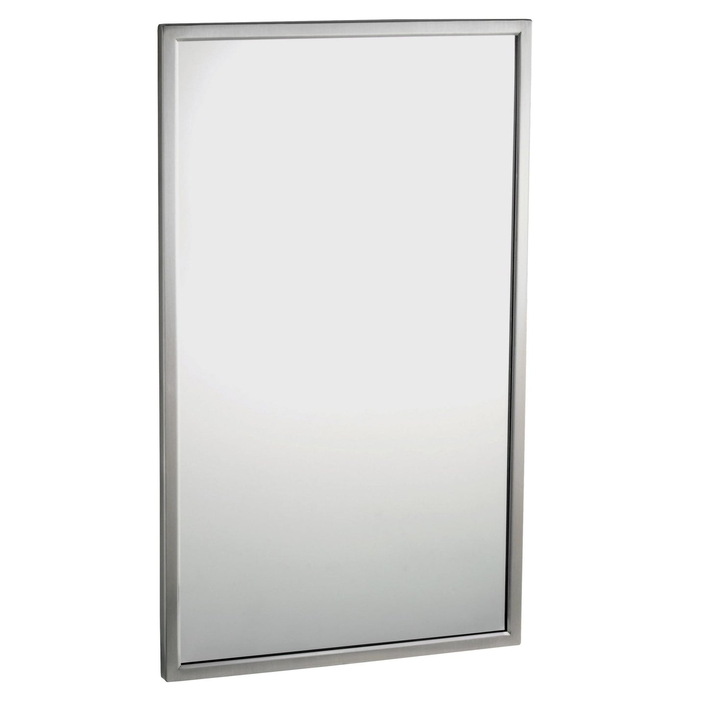 Bobrick 2908 1830 - 18" x 30" Welded Frame Tempered Glass Mirror in Polished Stainless Steel