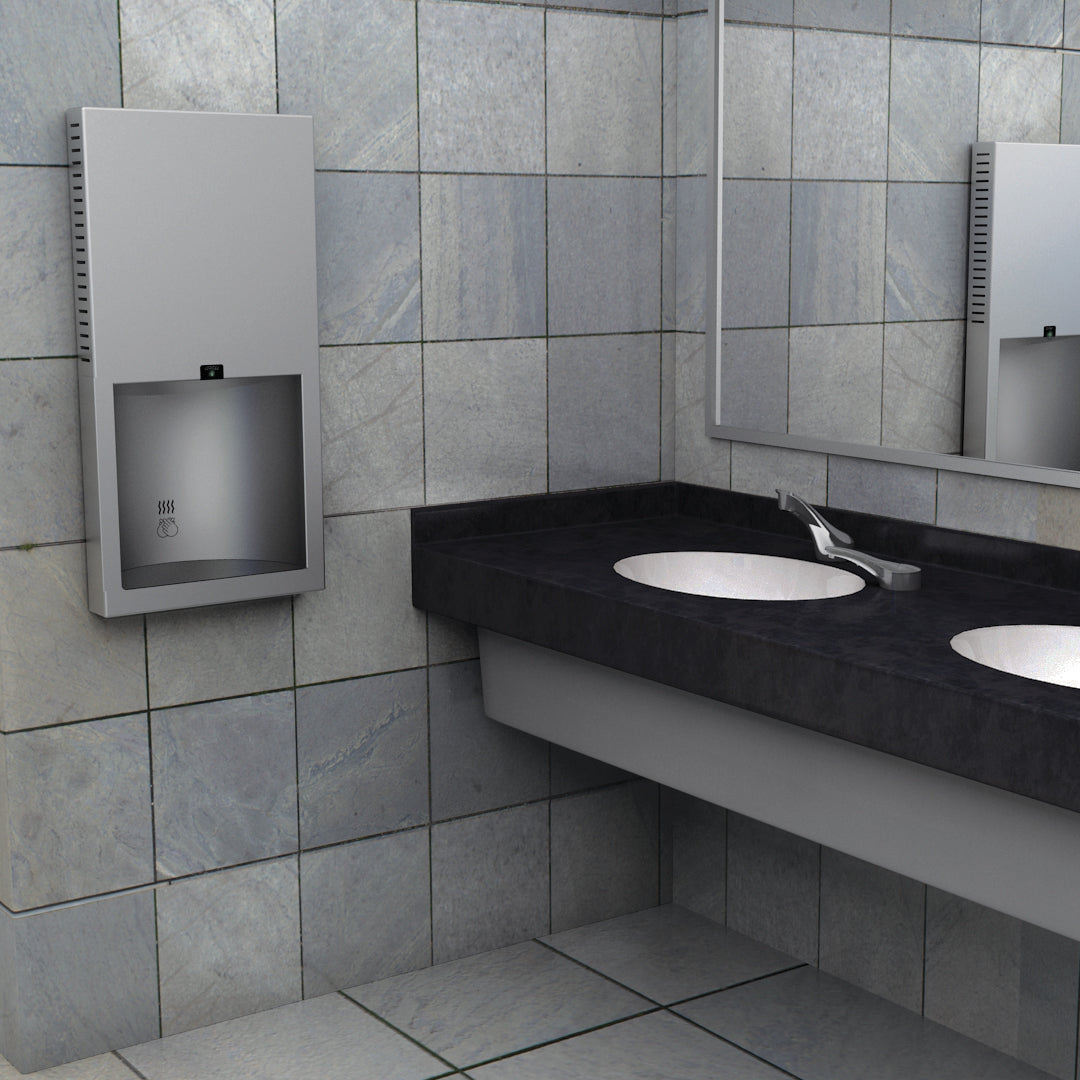 Bobrick 3725 230v - TrimLine Recessed Automatic Hand Dryer 230V in Satin Stainless Steel