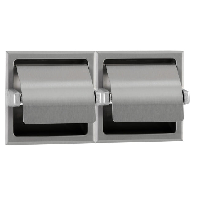 Bobrick 6997 - Recessed Dual-Roll Toilet Tissue Dispenser with Hoods in Satin Stainless Steel