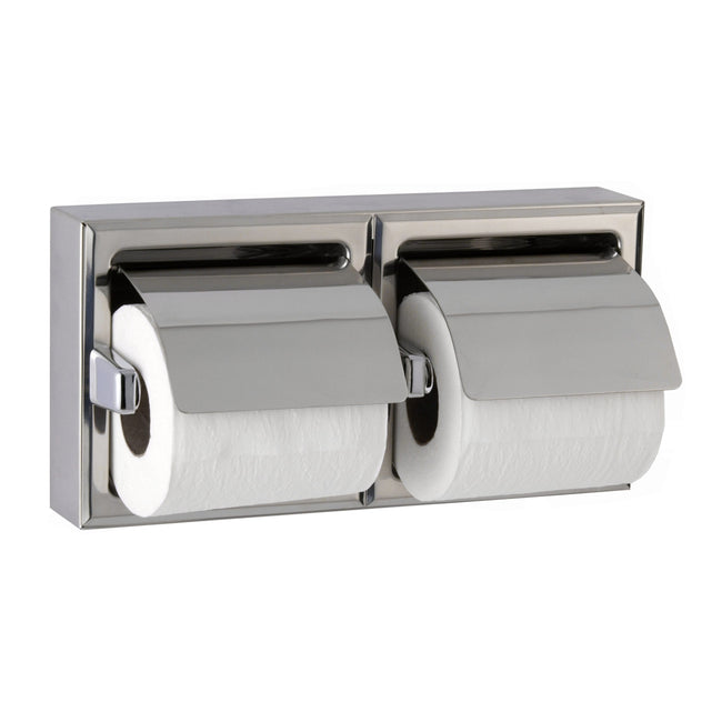 Bobrick 6999 - Surface Mounted Dual-Roll Toilet Tissue Dispenser with Hoods in Polished Stainless St