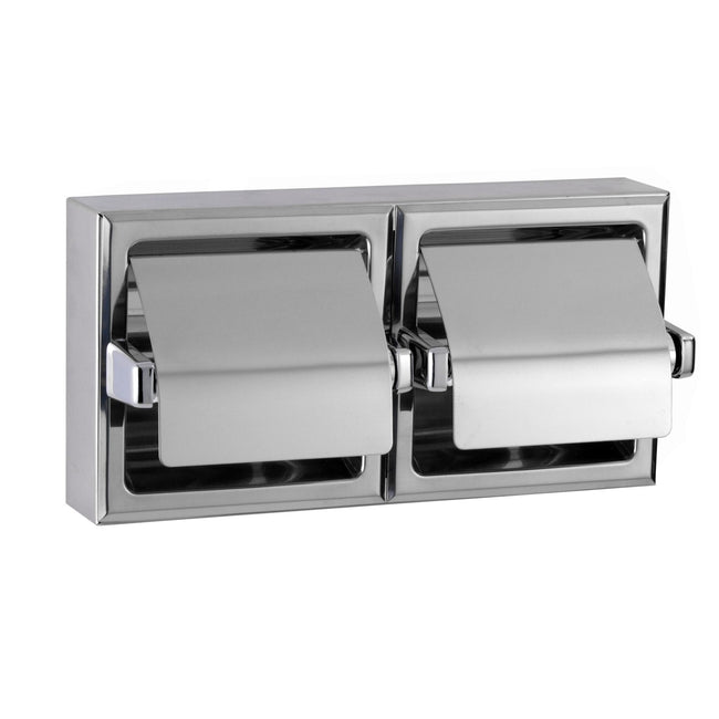 Bobrick 6999 - Surface Mounted Dual-Roll Toilet Tissue Dispenser with Hoods in Polished Stainless St